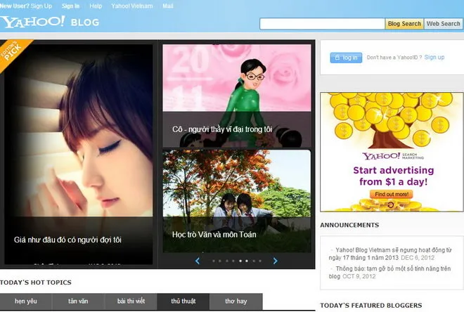 Blog yahoo nơi khởi nguồn trào lưu viết blog ở Việt Nam